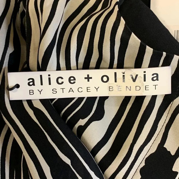 Alice + Olivia Women's Lexa V Neck 100% Silk Ruched‎ Maxi Dress Size 2 NWT $595 - Picture 14 of 16